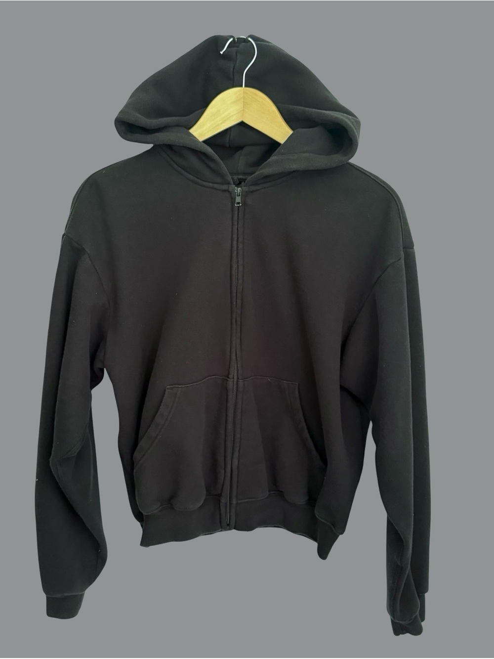Skims Black Full Zip Hooded Sweatshirt M